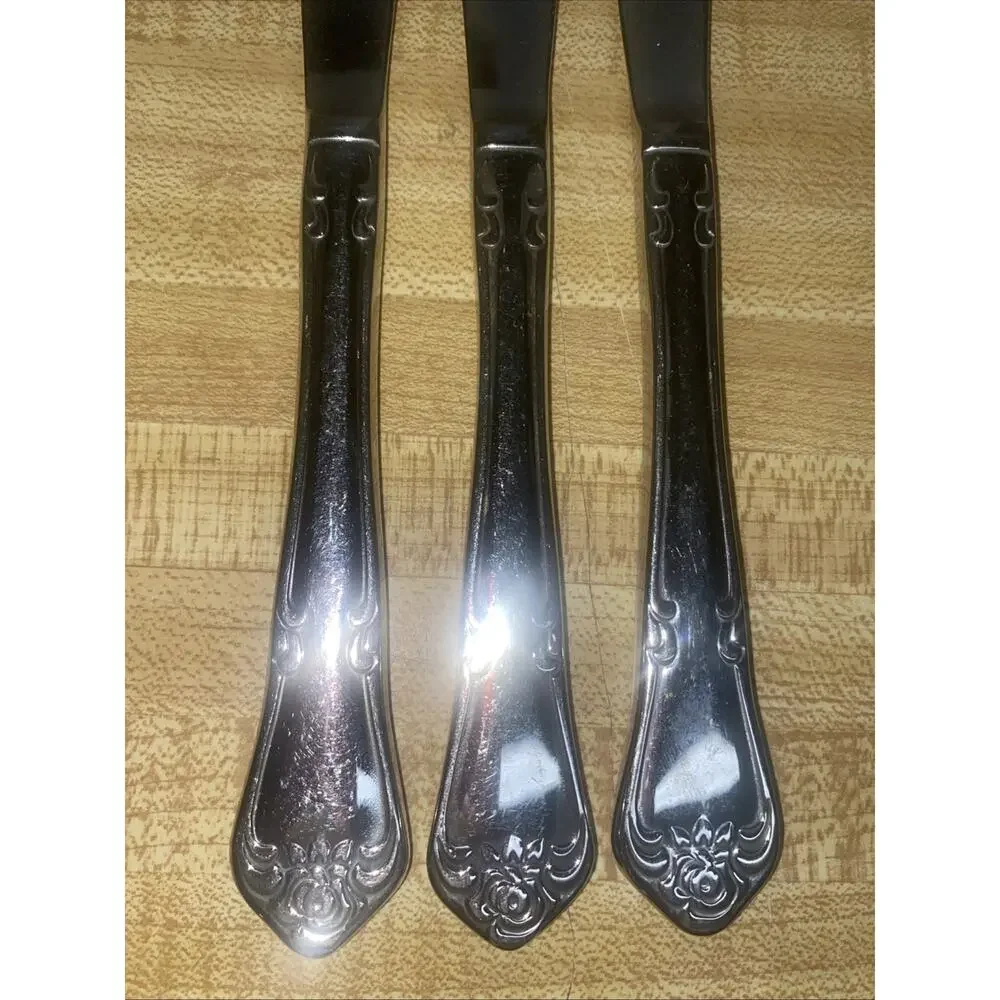 Oneida USA ARBOR ROSE TRUE ROSE Stainless Dinner Knife Silverware Flatware Set 3